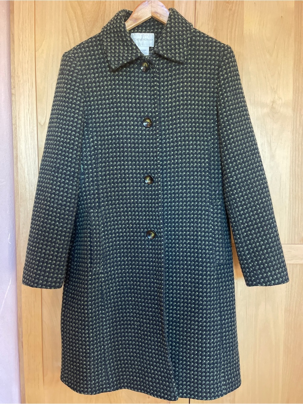 Worthington Black and Cream Patterned Pea Coat